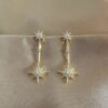 Celestial Star Sun Dangle Earrings | Gold Drop Earrings - Image 2