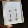 Celestial Star Sun Dangle Earrings | Gold Drop Earrings