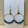 Round Gold Hoop Earrings with Twilight Blue Glitter Glass Beads / 30mm Hypoallergenic Nickel-Free Earrings / Blue Beaded Gold Hoop Earring - Image 2