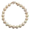9ct Gold Pearl Bracelet, Genuine White Freshwater Pearls and 9ct Gold Beads